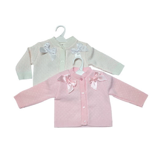 Baby Cardigans - Double Bow (0-9m) (PK12) 1403