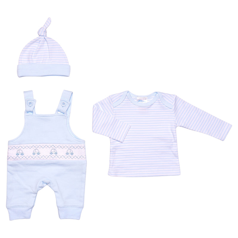 Prem Baby 3pc Smocked Dungaree Set - Cars (3-8lbs) (PK12) 40JTC9819