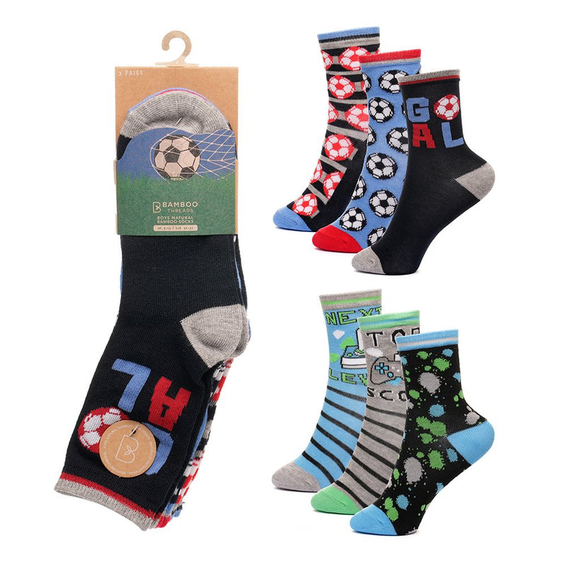 Boys 3pk Socks - Game/Goal (PK12) (6-8.5, 9-12, 12.5-3.5) SK1201