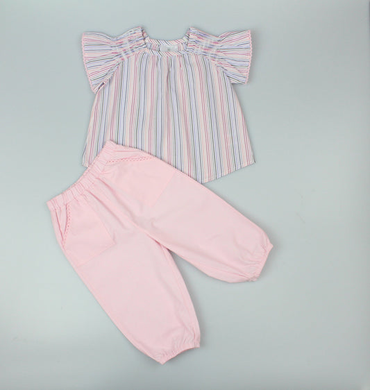 Girls Tunic Trouser Set - Pink Stripes (PK 6) (1-2 YEARS) E33225