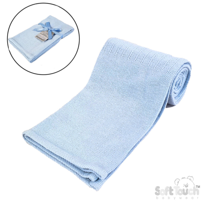 BLUE DELUXE PERSONALISATION COTTON BABY BLANKET (PK6) CBP60-B