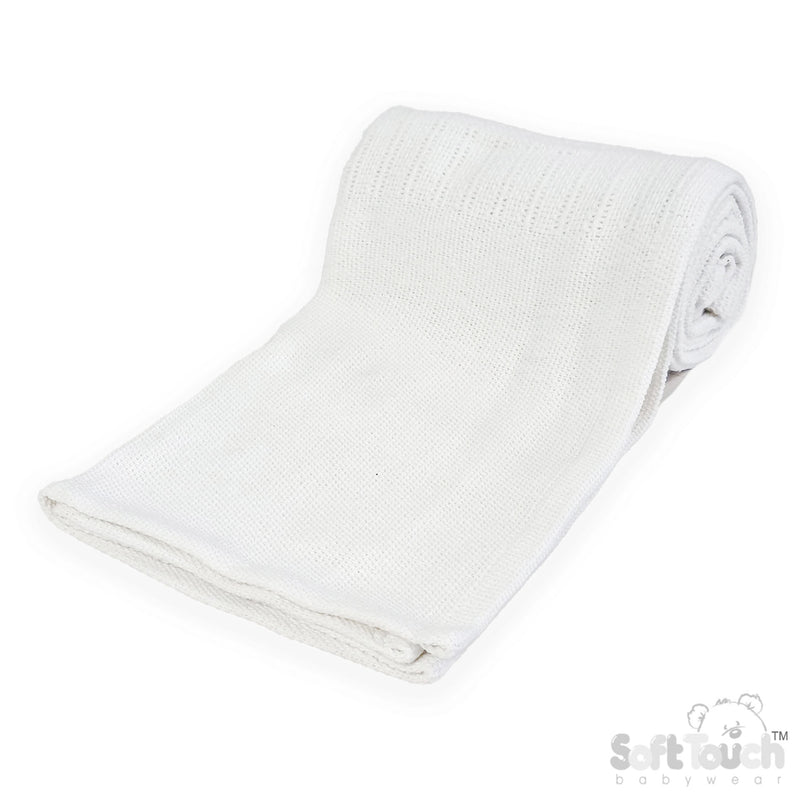 WHITE DELUXE PERSONALISATION COTTON BABY BLANKET (PK6) CBP60-W