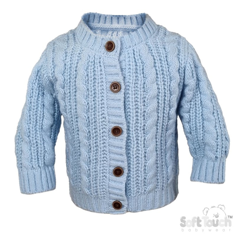 Long Sleeved Knitted Cardigan - Blue (0-12m) (PK6) CD16-B