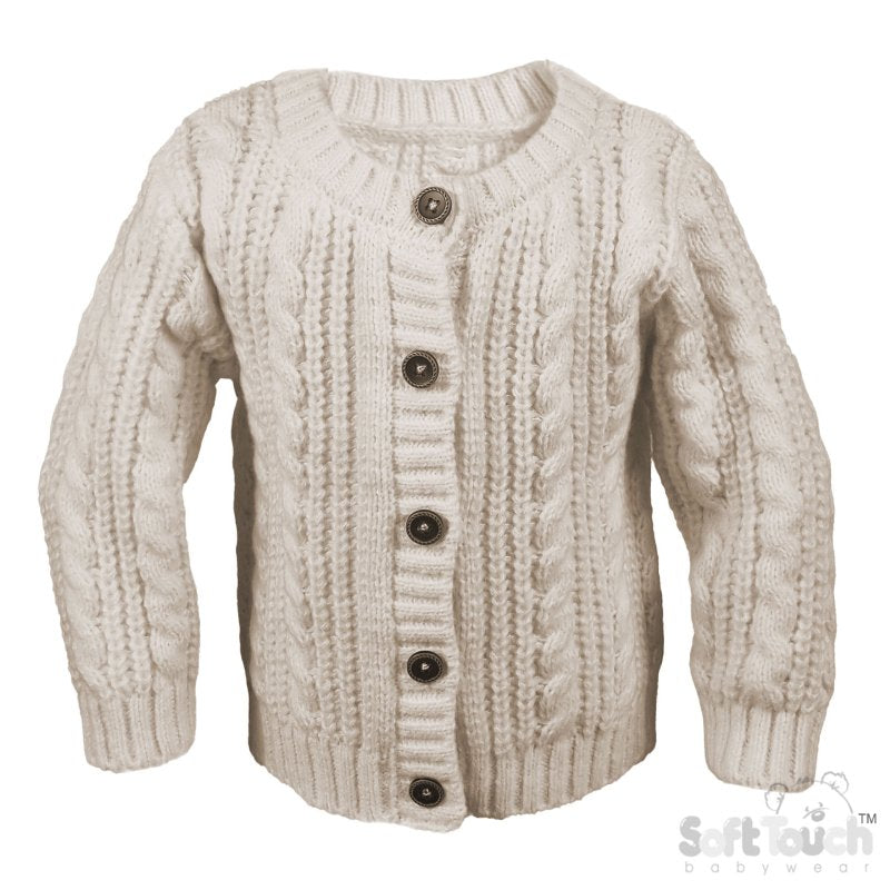 Long Sleeved Knitted Cardigan - Biscuit (0-12m) (PK6) CD16-BI