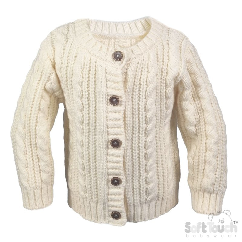 Long Sleeved Knitted Cardigan - Cream (0-12m) (PK6) CD16-C