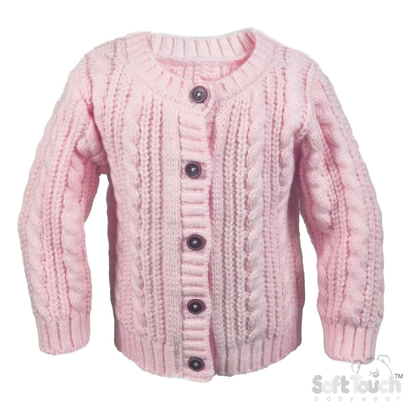 Long Sleeved Knitted Cardigan - Dusty Pink (0-12m) (PK6) CD16-DP