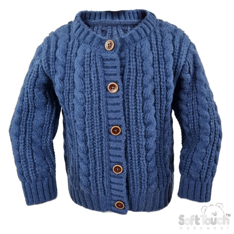 Long Sleeved Knitted Cardigan - Steel Blue (0-12m) (PK6) CD16-SB