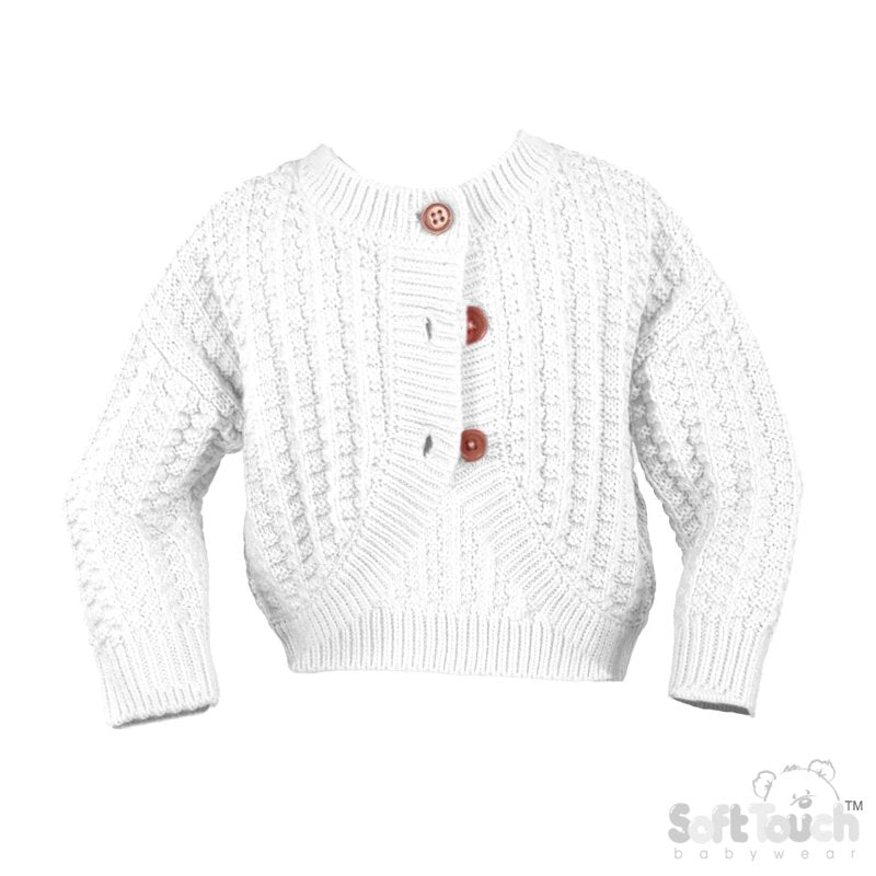 Long Sleeved Knitted Cardigan - White (0-12m) (PK6) CD18-W