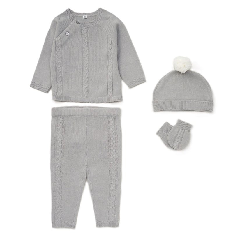 4pc Knitted Gift Box Set  - Grey  (PK6) (NB-6m) D07064g