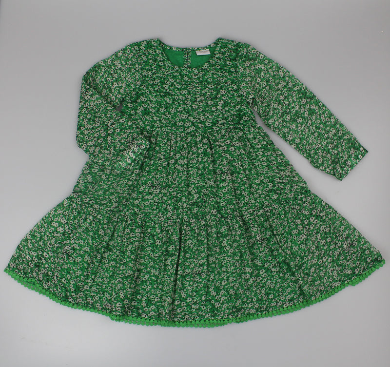 Girls Long Sleeved Dress - Green Floral  (3-8y) (PK6) H53595