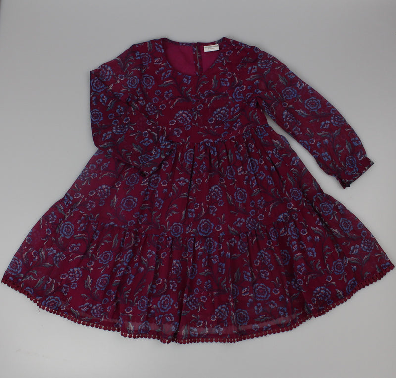 Girls Long Sleeved Dress - Maroon  (3-8y) (PK6) H53597