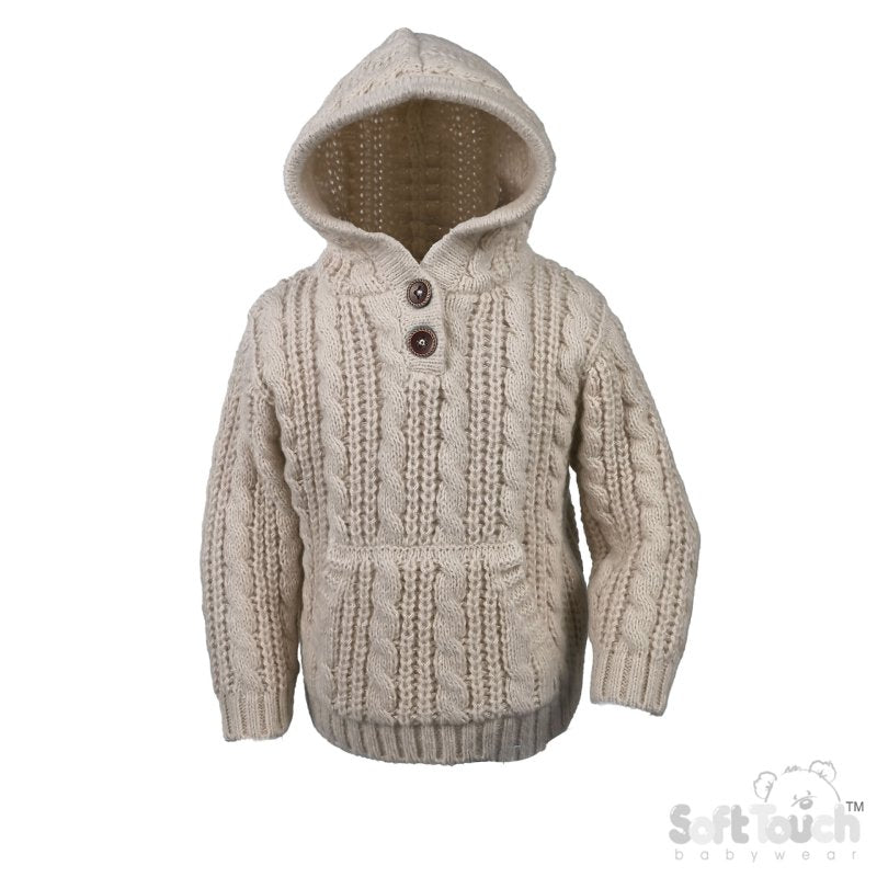 Cable Knit Hoodie - Biscuit (6-24m) (PK6) HD16-BI