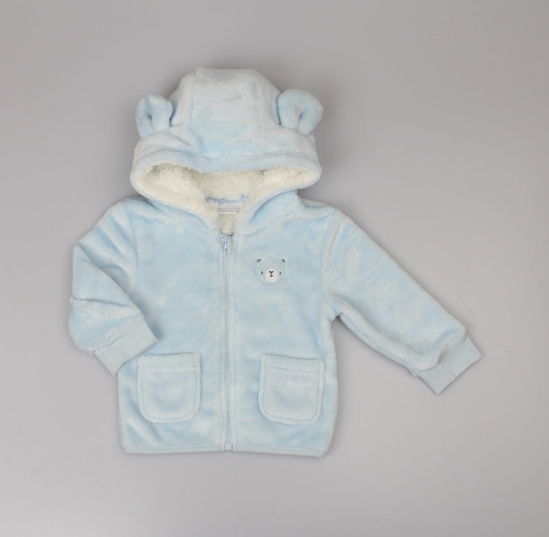 Baby Plush Fleece Hooded Jacket - Bear/Sky (6-24M) (PK6) H33554