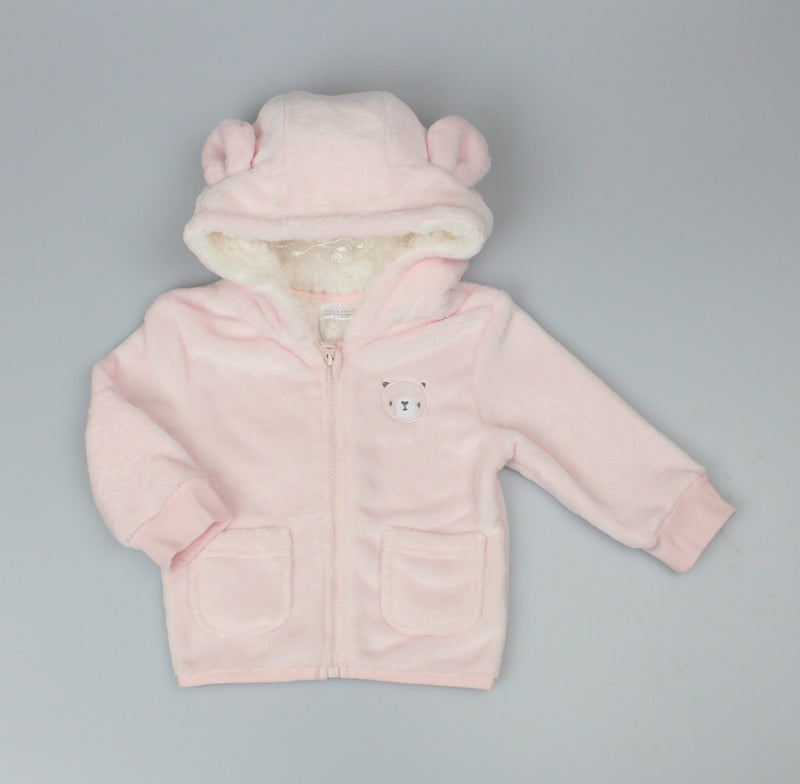 Baby Plush Fleece Hooded Jacket Bear Pink 6 24M PK6 H33557