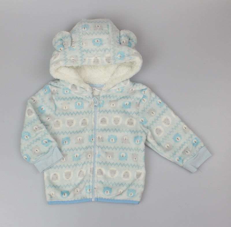 Baby Plush Fleece Hooded Jacket - Blue Fairisle (6-24M) (PK6) H33572