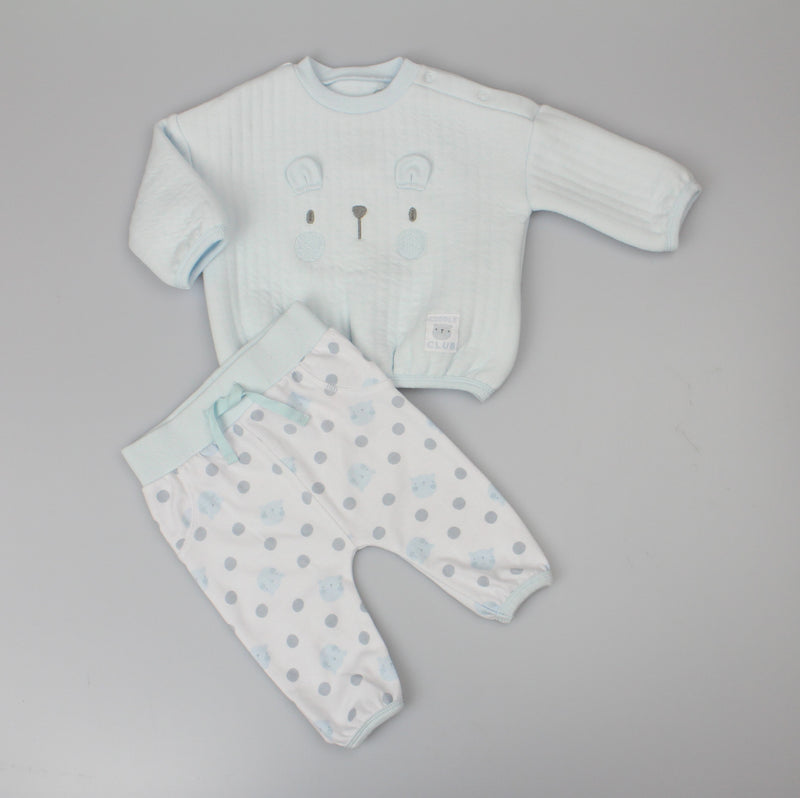 2pc Quilted Jogging Suit Set - Sky/Polka (0-9M) (PK6) H13528