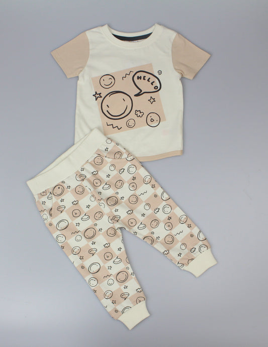 Baby Boys T-Shirt & Jog Pant Set - Hello (1-2yrs) (PK6) J33892