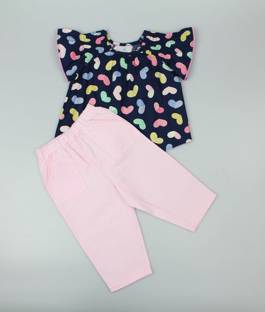 Girls Tunic Trouser Set - Navy/Pink (PK 6) (1-2 YEARS) E33227