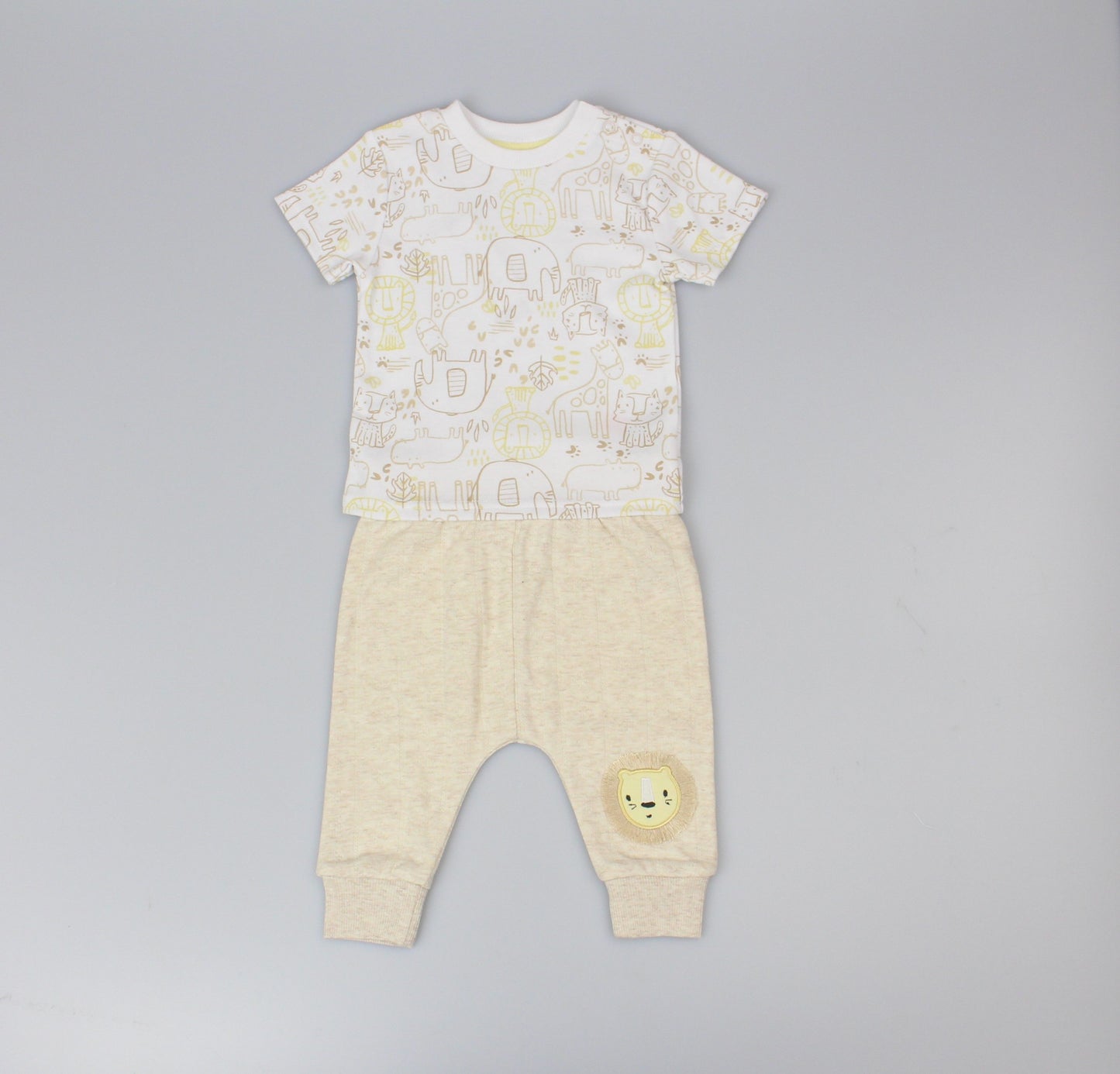 Boys 2pc s/s jog set pointelle jungle (0-6 Months) (PK6) E13305