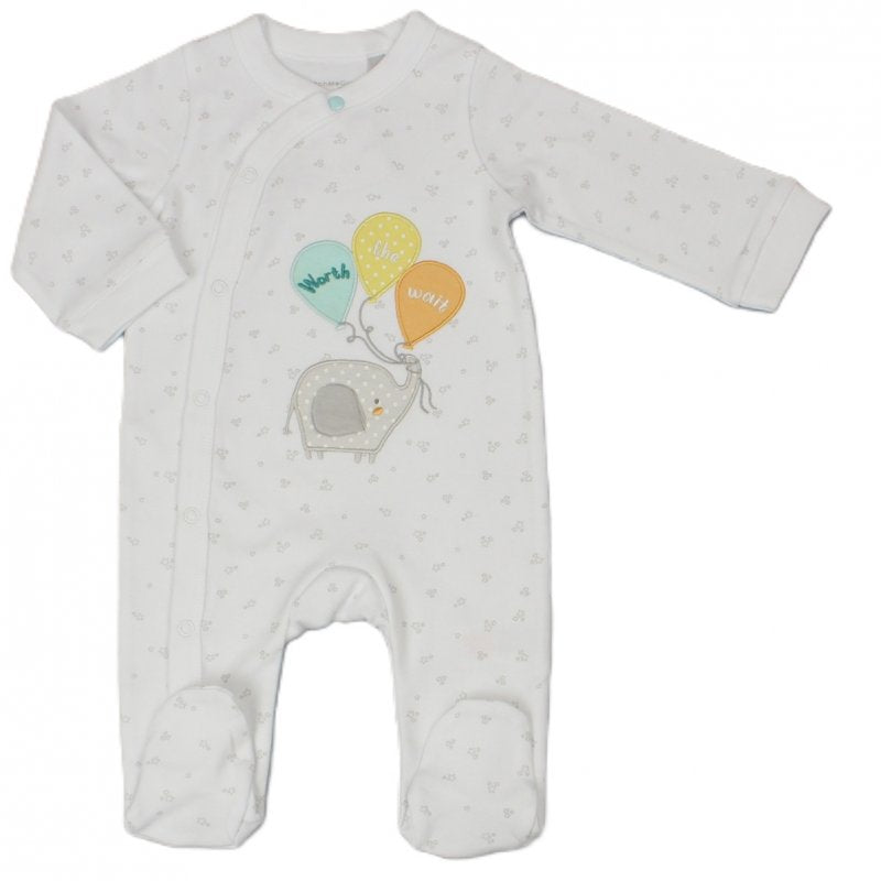 Baby Cotton Sleepsuit - 'Worth the wait' - (NB-3M) (PK6) H03604