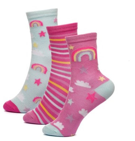 Girls 3pk Socks - Unicorn (PK12) (6-8.5 to 12.5-3.5) SK1202