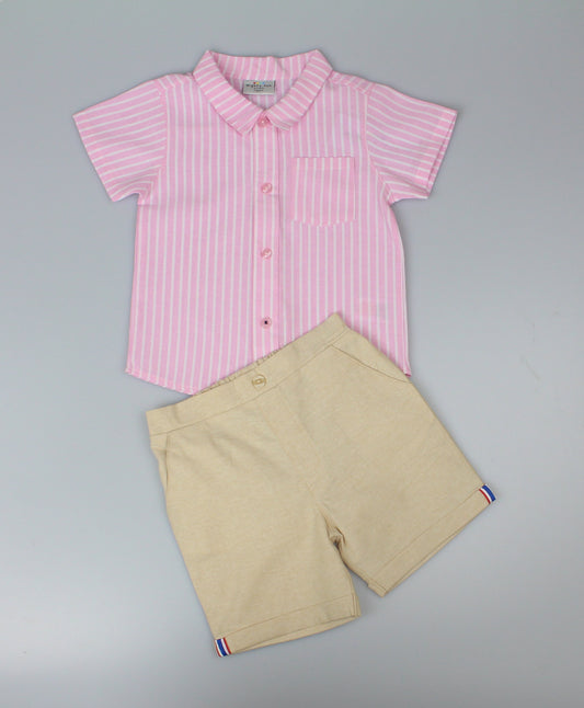 Baby Boys 2pc Shirt/Shorts Set - Oxford Stripes (1-2y) (PK6) J33822