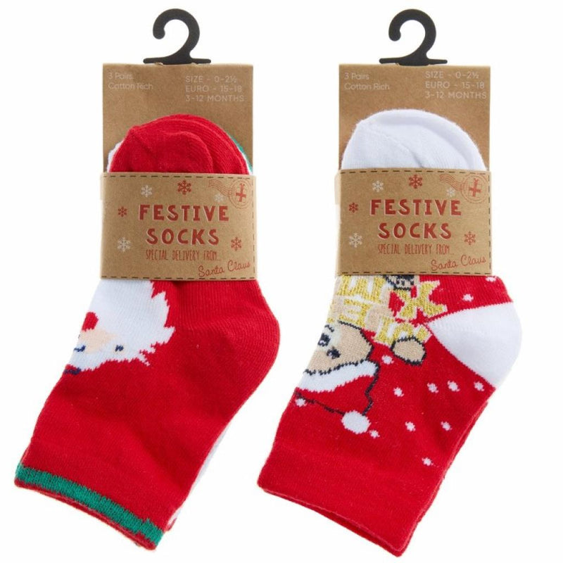 BABY CHRISTMAS 3 PACK DESIGN SOCKS (0-0, 0-2.5, 3-5.5) 44B969