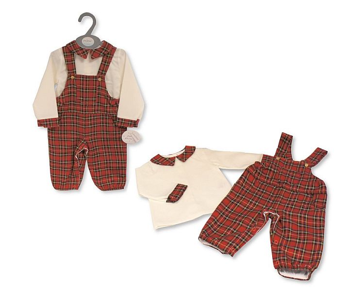 Baby Boys 2 pcs Tartan Long Dungaree Set - (0-12 Months) (PK6) Bis-2020-2547