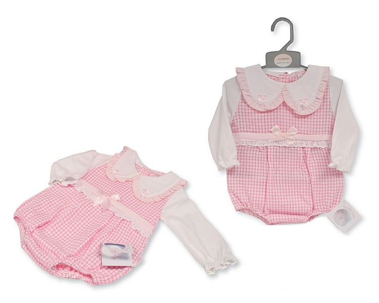 Baby Girls Short Romper with Lace and Bows  (PK6) (NB-6) BIS-2020-2569