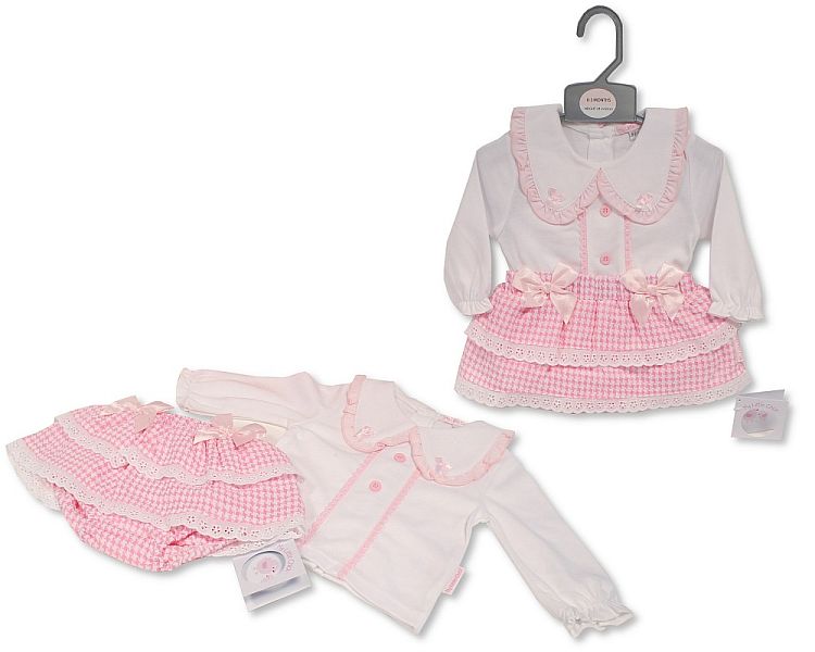 Baby Girls 2 pcs Skirt Set with Lace and Bows  (PK6) (NB-6) BIS-2020-2573