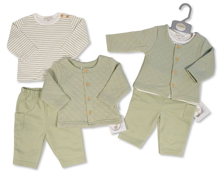 Baby Boys 3 pcs Set - Sage (PK6) (NB-6m) BIS-2020-2584