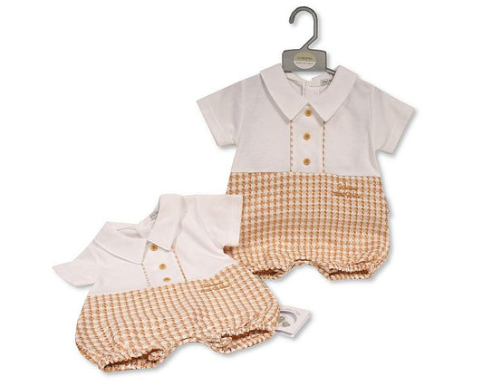 Baby Boys Chequered Romper - Welcome to the World (NB-6m) (PK6) BIS-2120-6321