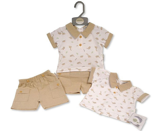 Baby Boys 2 pcs Shorts Set - Dino (NB-6m) (PK6) BIS-2120-6327