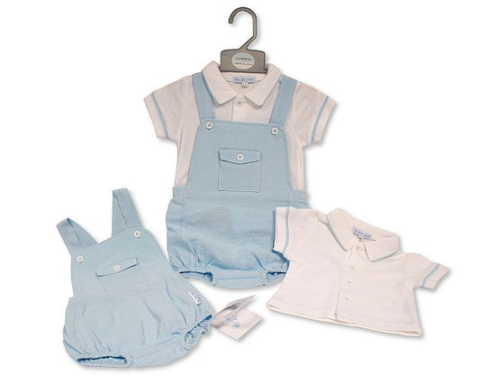 Baby Boys 2 pcs Dungaree Set with Pocket (NB-6m) (PK6) BIS-2120-6329