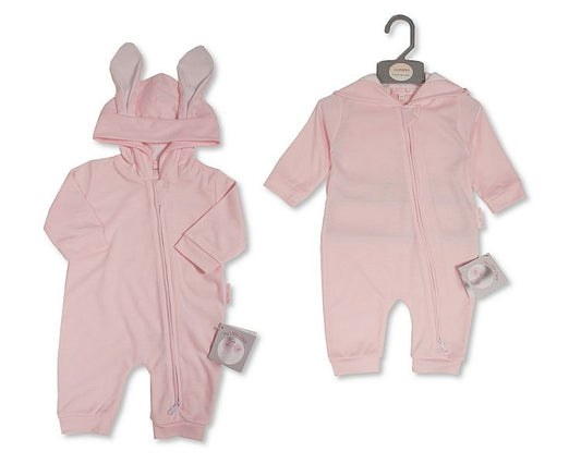 Baby All-In-One with Bunny Ears - Long - Pink (NB-9m) (PK6) BIS-2120-6335p