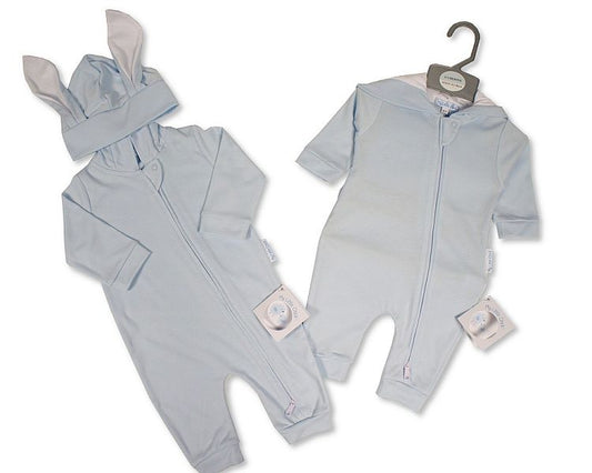 Baby All-In-One with Bunny Ears - Long - Sky (NB-9m) (PK6) BIS-2120-6335s