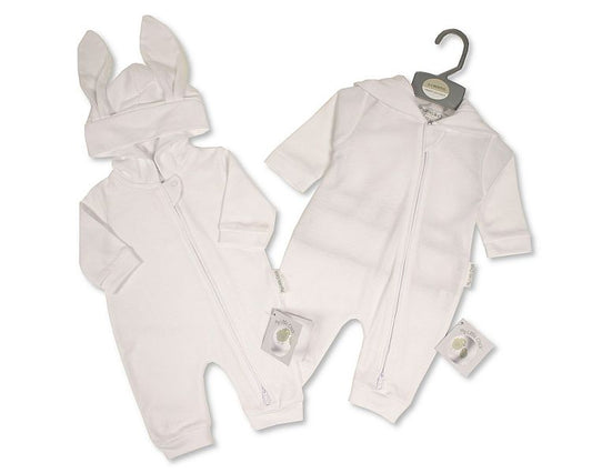 Baby All-In-One with Bunny Ears - Long - White (NB-9m) (PK6) BIS-2120-6335w