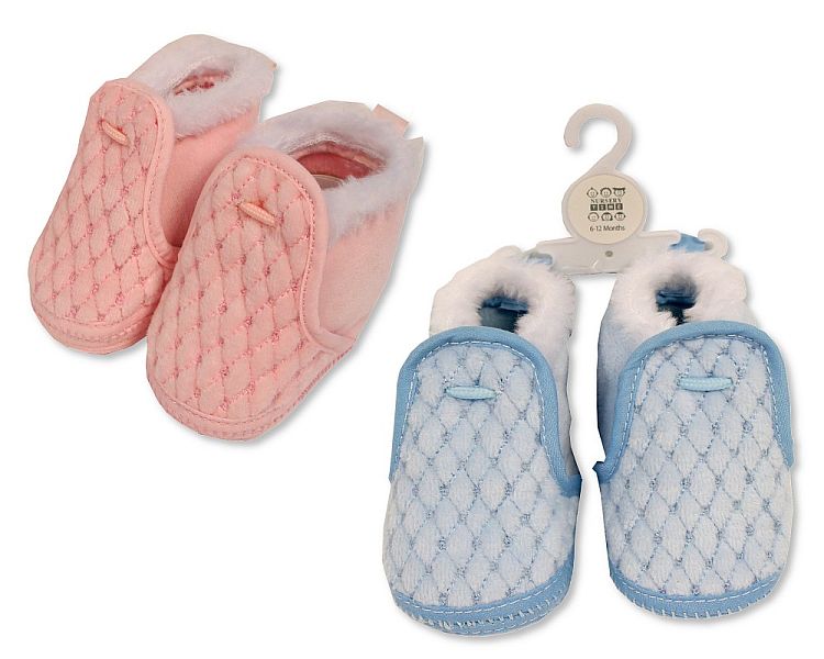 Baby Booties with Fur Trim- (0 to 6 Months) (PK6)  Bss-116-383