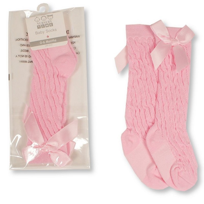 Baby Knee Length Socks with Bow - Pink (PK6) (0-18 Months) BW-61-2234P