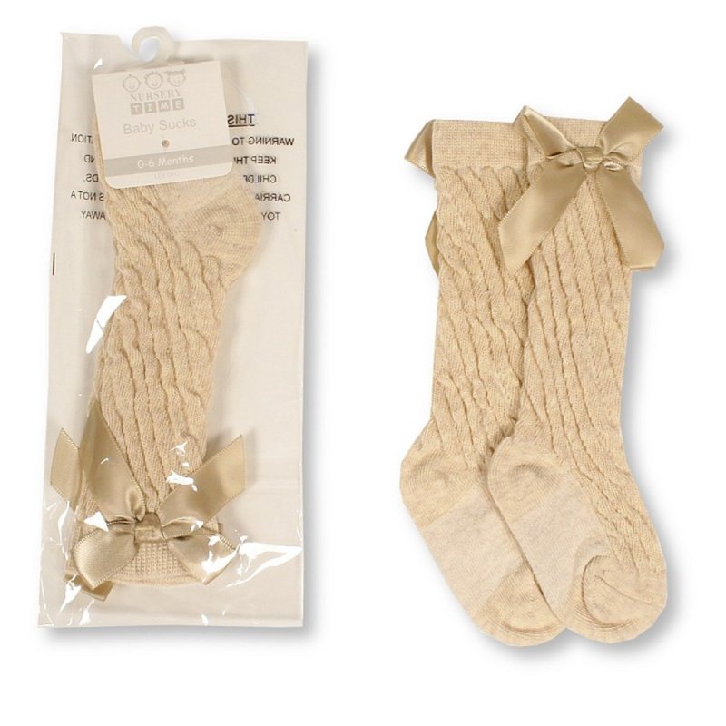 Baby Knee Length Socks with Bow - Taupe (PK6) (0-18 Months) BW-61-2234TP