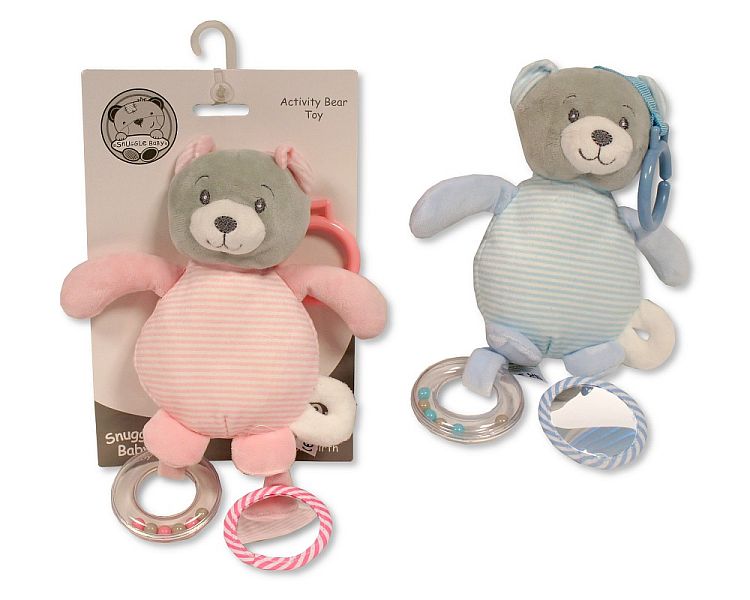 Baby Bear Activity Toy with Rattle Ring, Crinkle Paper and Mirror (17cm) (PK6) GP-25-1236