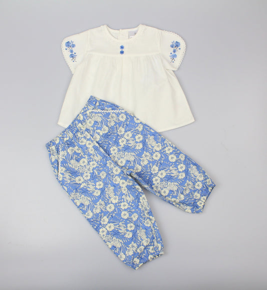 Girls Tunic Trouser Set - Blue Floral (PK 6) (1-2 YEARS) E33229