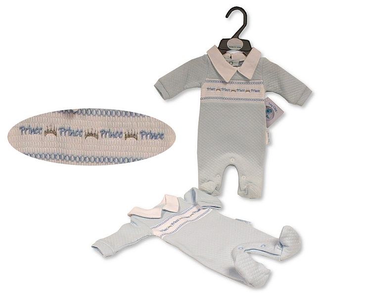 Premature Baby Boys All in One with Smocking - Prince (3-8Lbs) (PK6) PB-20-390S