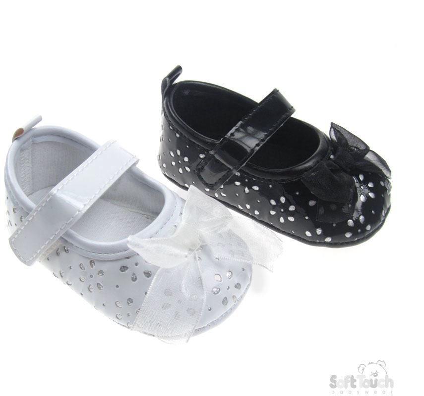 PU Shoes w/Floral Pattern & Velcro-3B2110