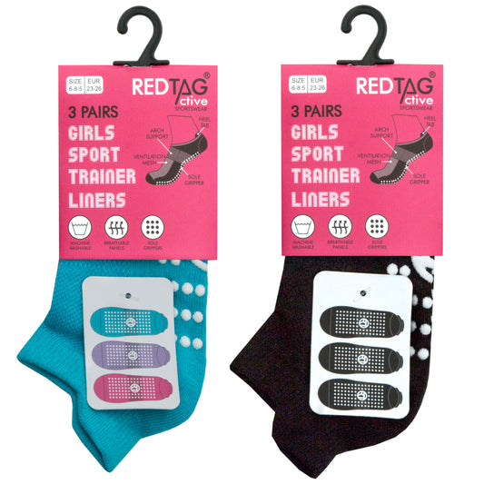 Girls 3 Pack Gym Socks With Grippers - (43B570) - Kidswholesale.co.uk