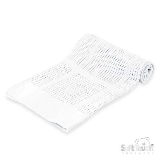 WHITE CELLULAR COTTON BLANKET (PK6) CBP51-BP-W