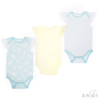 3 Pack Bodysuits Daisy (0-3 Months)-4CC201-BS