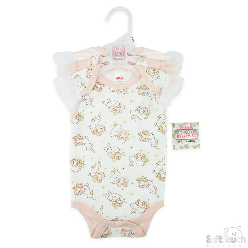 3 Pack Bodysuits Bunny (0-3 Months)-4CC203-BS