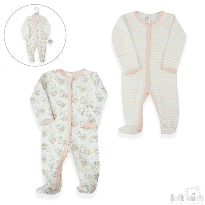 2 Pack Sleepsuit Bunny l (0-3 Months)-4CC202-SS