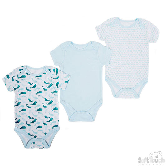 3 Pack Bodysuits Whale (0-3 Months)-4CC204-BS